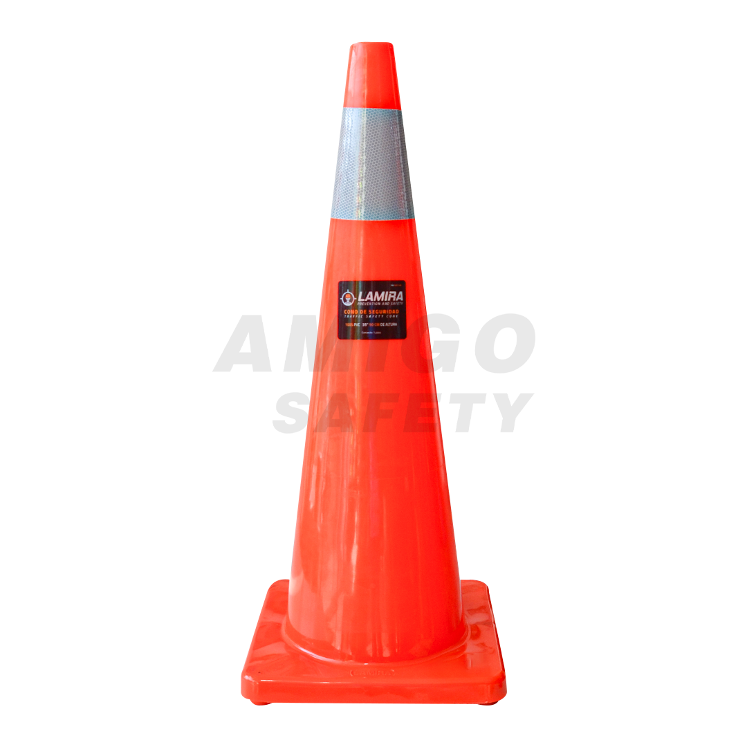 CONO PVC PREMIUM DE SEGURIDAD CON REFLEJANTE LAMIRA NARANJA ATC-90R 90 CM